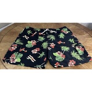 U.S. Polo Assn Swim Trunks Mens 3XL Tropical Hawaiian Print Black Mesh Shorts